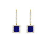 Load image into Gallery viewer, 1-carat-princess-cut-diamond-halo-dangle-earrings-with-sapphire-in-yellow-gold-FDEAR-11235PRGSABL-1.00CT-NL-YG.jpg
