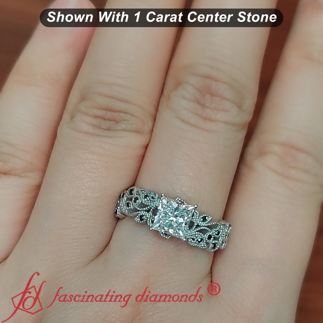 1-carat-princess-cut-filigree-engagement-ring-with-black-diamond-in-white-gold-fd10089pr-1.00-fancyhand-nl-wg