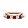 Load image into Gallery viewer, 1-carat-princess-cut-five-stone-ruby-wedding-band-in-rose-gold-fdwb8008prgrudrsleep-1.00ct-nl-rg.jpg