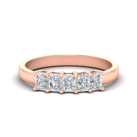 Radiant Cut 5 Stone Anniversary Band 1 Carat