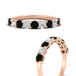 Load image into Gallery viewer, 1-carat-round-cut-9-stone-black-diamond-wedding-band-in-rose-gold-FD80089BGBLACKANGLE3-1.00CT-NL-RG
