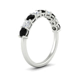 Load image into Gallery viewer, 1-carat-round-cut-9-stone-black-diamond-wedding-band-in-white-gold-FD80089BGBLACKANGLE2-1.00CT-NL-WG
