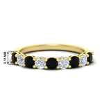 Load image into Gallery viewer, 1-carat-round-cut-9-stone-black-diamond-wedding-band-in-yellow-gold-FD80089BGBLACK-1.00CT-NL-YG-HW

