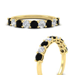 Load image into Gallery viewer, 1-carat-round-cut-9-stone-black-diamond-wedding-band-in-yellow-gold-FD80089BGBLACKANGLE3-1.00CT-NL-YG
