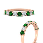 Load image into Gallery viewer, 1-carat-round-cut-9-stone-emerald-wedding-band-in-rose-gold-FD80089BGEMGRANGLE3-1.00CT-NL-RG

