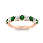 Load image into Gallery viewer, 1-carat-round-cut-9-stone-emerald-wedding-band-in-rose-gold-FD80089BGEMGRANGLE5-1.00CT-NL-RG
