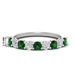 Load image into Gallery viewer, 1-carat-round-cut-9-stone-emerald-wedding-band-in-white-gold-FD80089BGEMGR-1.00CT-NL-WG-HW
