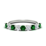 Load image into Gallery viewer, 1-carat-round-cut-9-stone-emerald-wedding-band-in-white-gold-FD80089BGEMGR-1.00CT-NL-WG

