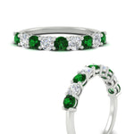 Load image into Gallery viewer, 1-carat-round-cut-9-stone-emerald-wedding-band-in-white-gold-FD80089BGEMGRANGLE3-1.00CT-NL-WG
