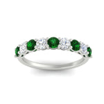 Load image into Gallery viewer, 1-carat-round-cut-9-stone-emerald-wedding-band-in-white-gold-FD80089BGEMGRANGLE5-1.00CT-NL-WG
