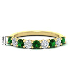 Load image into Gallery viewer, 1-carat-round-cut-9-stone-emerald-wedding-band-in-yellow-gold-FD80089BGEMGR-1.00CT-NL-YG-HW
