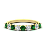 Load image into Gallery viewer, 1-carat-round-cut-9-stone-emerald-wedding-band-in-yellow-gold-FD80089BGEMGR-1.00CT-NL-YG
