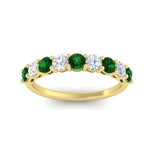 Load image into Gallery viewer, 1-carat-round-cut-9-stone-emerald-wedding-band-in-yellow-gold-FD80089BGEMGRANGLE5-1.00CT-NL-YG
