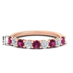 Load image into Gallery viewer, 1-carat-round-cut-9-stone-pink-sapphire-wedding-band-in-rose-gold-FD80089BGSADRPI-1.00CT-NL-RG-HW
