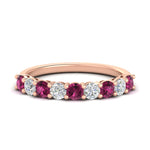 Load image into Gallery viewer, 1-carat-round-cut-9-stone-pink-sapphire-wedding-band-in-rose-gold-FD80089BGSADRPI-1.00CT-NL-RG
