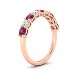 Load image into Gallery viewer, 1-carat-round-cut-9-stone-pink-sapphire-wedding-band-in-rose-gold-FD80089BGSADRPIANGLE2-1.00CT-NL-RG
