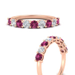 Load image into Gallery viewer, 1-carat-round-cut-9-stone-pink-sapphire-wedding-band-in-rose-gold-FD80089BGSADRPIANGLE3-1.00CT-NL-RG

