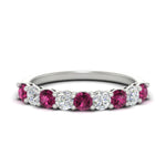 Load image into Gallery viewer, 1-carat-round-cut-9-stone-pink-sapphire-wedding-band-in-white-gold-FD80089BGSADRPI-1.00CT-NL-WG
