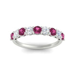 Load image into Gallery viewer, 1-carat-round-cut-9-stone-pink-sapphire-wedding-band-in-white-gold-FD80089BGSADRPIANGLE5-1.00CT-NL-WG
