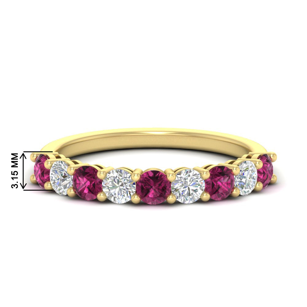 1-carat-round-cut-9-stone-pink-sapphire-wedding-band-in-yellow-gold-FD80089BGSADRPI-1.00CT-NL-YG-HW