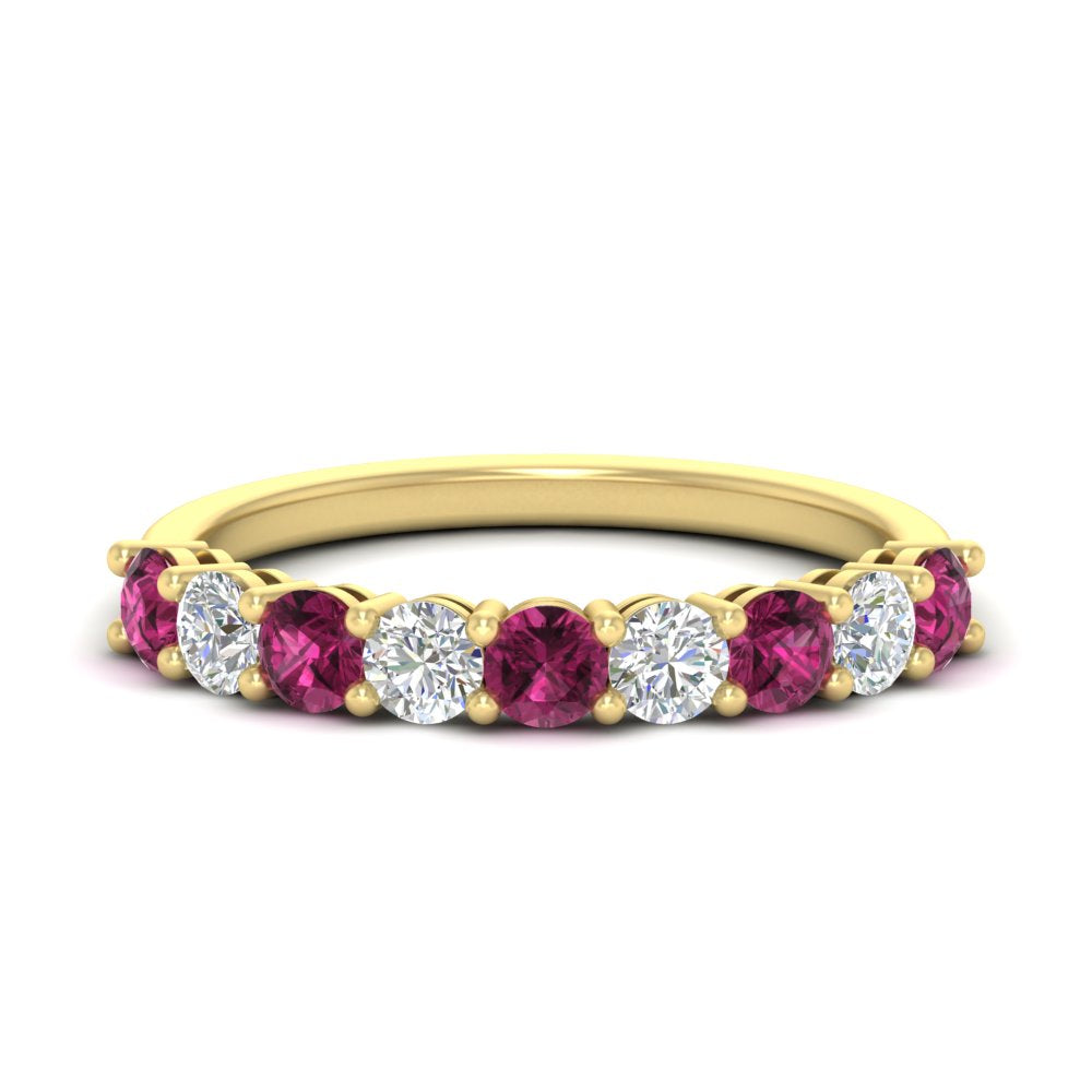 1-carat-round-cut-9-stone-pink-sapphire-wedding-band-in-yellow-gold-FD80089BGSADRPI-1.00CT-NL-YG
