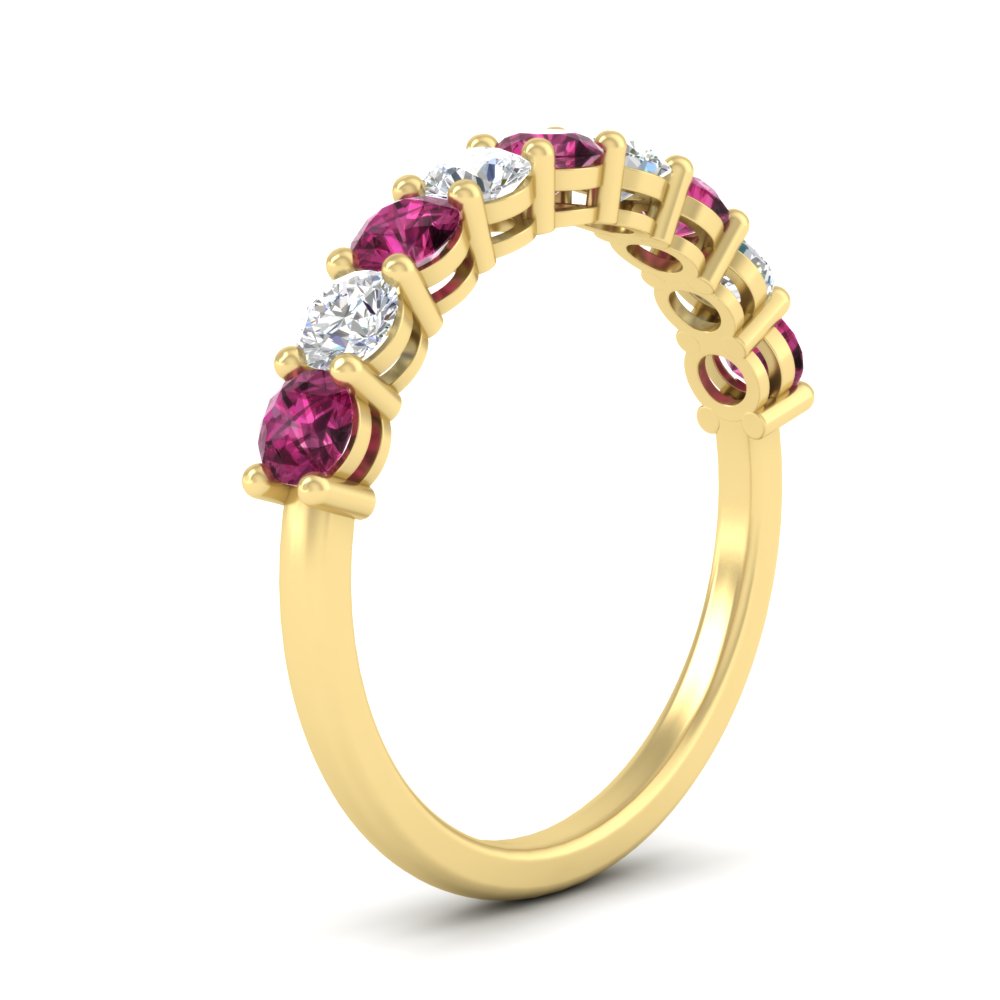 1-carat-round-cut-9-stone-pink-sapphire-wedding-band-in-yellow-gold-FD80089BGSADRPIANGLE2-1.00CT-NL-YG