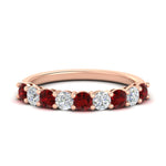 Load image into Gallery viewer, 1-carat-round-cut-9-stone-ruby-wedding-band-in-rose-gold-FD80089BGRUDR-1.00CT-NL-RG
