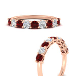 Load image into Gallery viewer, 1-carat-round-cut-9-stone-ruby-wedding-band-in-rose-gold-FD80089BGRUDRANGLE3-1.00CT-NL-RG
