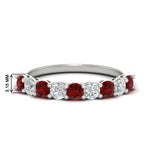 Load image into Gallery viewer, 1-carat-round-cut-9-stone-ruby-wedding-band-in-white-gold-FD80089BGRUDR-1.00CT-NL-WG-HW
