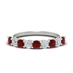 Load image into Gallery viewer, 1-carat-round-cut-9-stone-ruby-wedding-band-in-white-gold-FD80089BGRUDR-1.00CT-NL-WG
