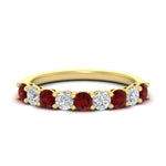 Load image into Gallery viewer, 1-carat-round-cut-9-stone-ruby-wedding-band-in-yellow-gold-FD80089BGRUDR-1.00CT-NL-YG
