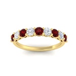 Load image into Gallery viewer, 1-carat-round-cut-9-stone-ruby-wedding-band-in-yellow-gold-FD80089BGRUDRANGLE5-1.00CT-NL-YG
