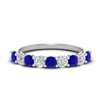 Load image into Gallery viewer, 1-carat-round-cut-9-stone-sapphire-wedding-band-in-white-gold-FD80089BGSABL-1.00CT-NL-WG
