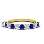 Load image into Gallery viewer, 1-carat-round-cut-9-stone-sapphire-wedding-band-in-yellow-gold-FD80089BGSABL-1.00CT-NL-YG-HW
