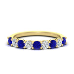 Load image into Gallery viewer, 1-carat-round-cut-9-stone-sapphire-wedding-band-in-yellow-gold-FD80089BGSABL-1.00CT-NL-YG
