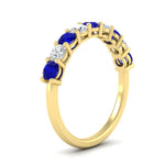 Load image into Gallery viewer, 1-carat-round-cut-9-stone-sapphire-wedding-band-in-yellow-gold-FD80089BGSABLANGLE2-1.00CT-NL-YG
