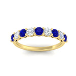 Load image into Gallery viewer, 1-carat-round-cut-9-stone-sapphire-wedding-band-in-yellow-gold-FD80089BGSABLANGLE5-1.00CT-NL-YG
