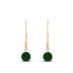 Load image into Gallery viewer, 1-carat-round-diamond-dangle-lever-back-earring-with-emerald-in-rose-gold-FDEAR11242GEMGR-1.00CT-NL-RG.jpg