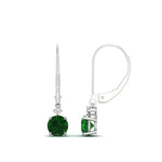 Load image into Gallery viewer, 1-carat-round-diamond-dangle-lever-back-earring-with-emerald-in-white-gold-FDEAR11242GEMGR-1.00CT-NL-WG.jpg