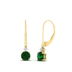 Load image into Gallery viewer, 1-carat-round-diamond-dangle-lever-back-earring-with-emerald-in-yellow-gold-FDEAR11242GEMGR-1.00CT-NL-YG.jpg