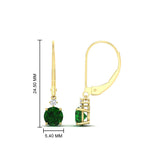 Load image into Gallery viewer, 1-carat-round-diamond-dangle-lever-back-earring-with-emerald-in-yellow-gold-FDEAR11242GEMGR-1.00CT-NL-YG.jpg