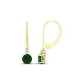 Load image into Gallery viewer, 1-carat-round-diamond-dangle-lever-back-earring-with-emerald-in-yellow-gold-FDEAR11242GEMGR-1.00CT-NL-YG.jpg