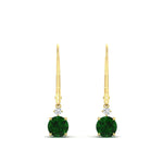 Load image into Gallery viewer, 1-carat-round-diamond-dangle-lever-back-earring-with-emerald-in-yellow-gold-FDEAR11242GEMGR-1.00CT-NL-YG.jpg
