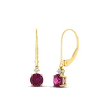 Load image into Gallery viewer, 1-carat-round-diamond-dangle-lever-back-earring-with-pink-sapphire-in-yellow-gold-FDEAR11242GSADRPI-1.00CT-NL-YG.jpg