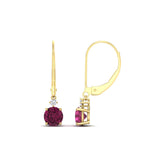 Load image into Gallery viewer, 1-carat-round-diamond-dangle-lever-back-earring-with-pink-sapphire-in-yellow-gold-FDEAR11242GSADRPI-1.00CT-NL-YG.jpg