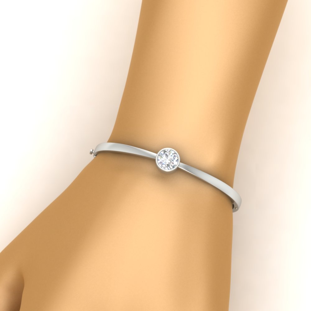 Simple Solitaire Bangle Bracelet