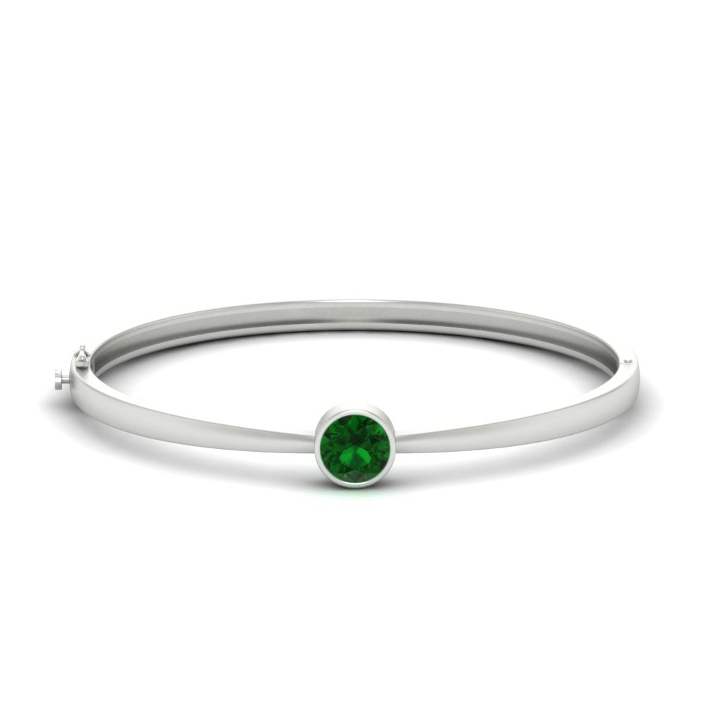 Simple Solitaire Bangle Bracelet