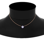 Load image into Gallery viewer, 1-carat-round-halo-sapphire-necklace-in-FDPD10984GSABL-1.00CT-NL-RG-GS
