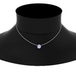 Load image into Gallery viewer, 1-carat-round-halo-sapphire-necklace-in-FDPD10984GSABL-1.00CT-NL-WG-GS