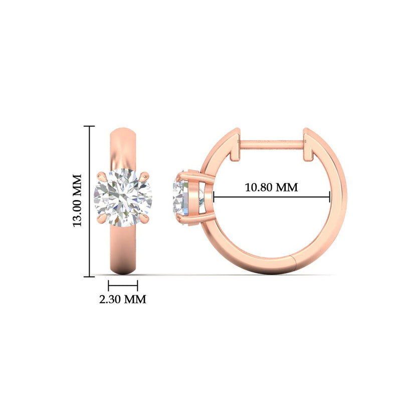 1 Carat Solitaire Diamond Huggie Hoop Earrings